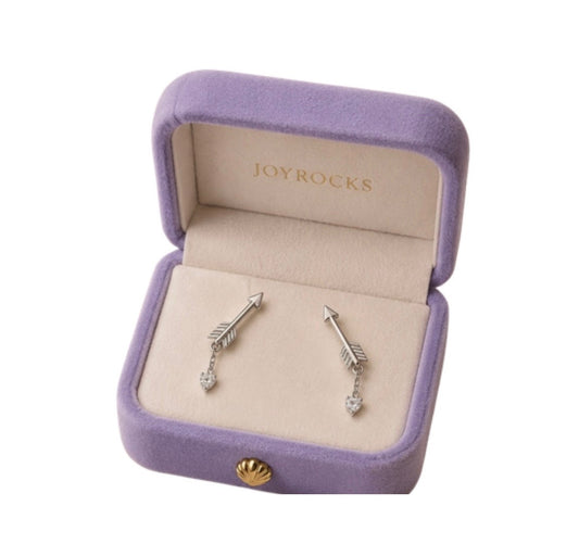 Arrow With Hearts Drop Earrings (Pi Beta Phi)