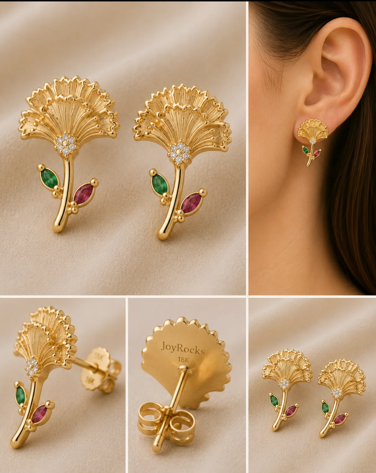 Red Carnation Studs