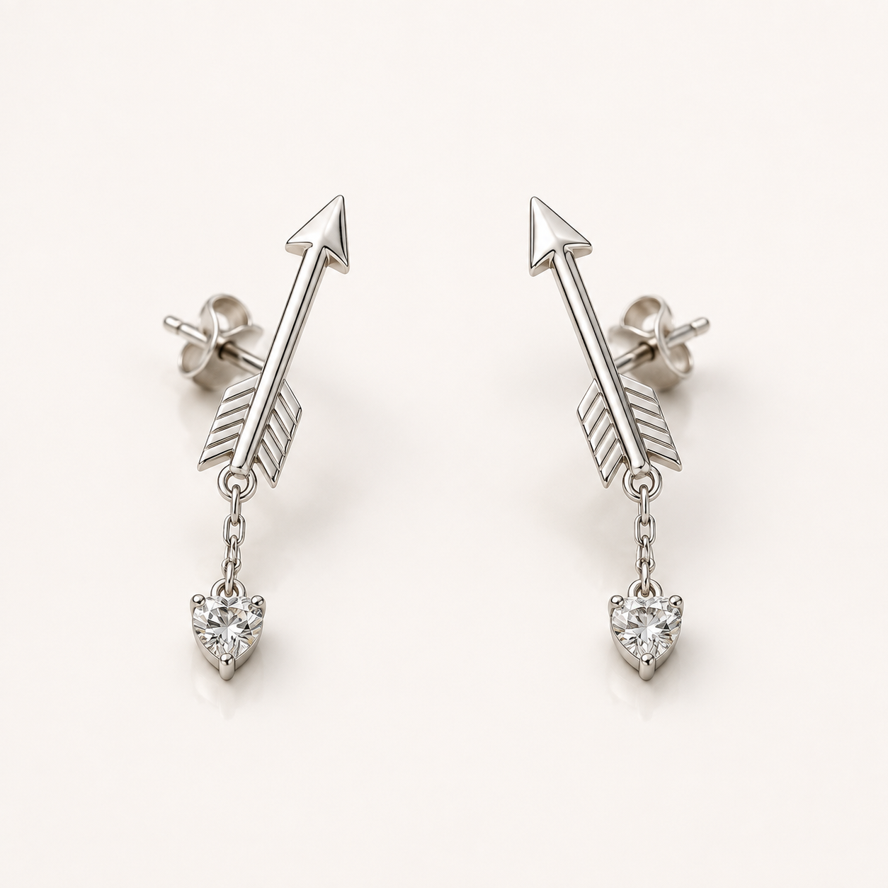 Arrow With Hearts Drop Earrings (Pi Beta Phi)