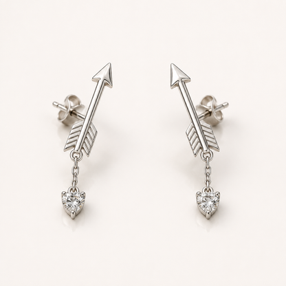Arrow With Hearts Drop Earrings (Pi Beta Phi)
