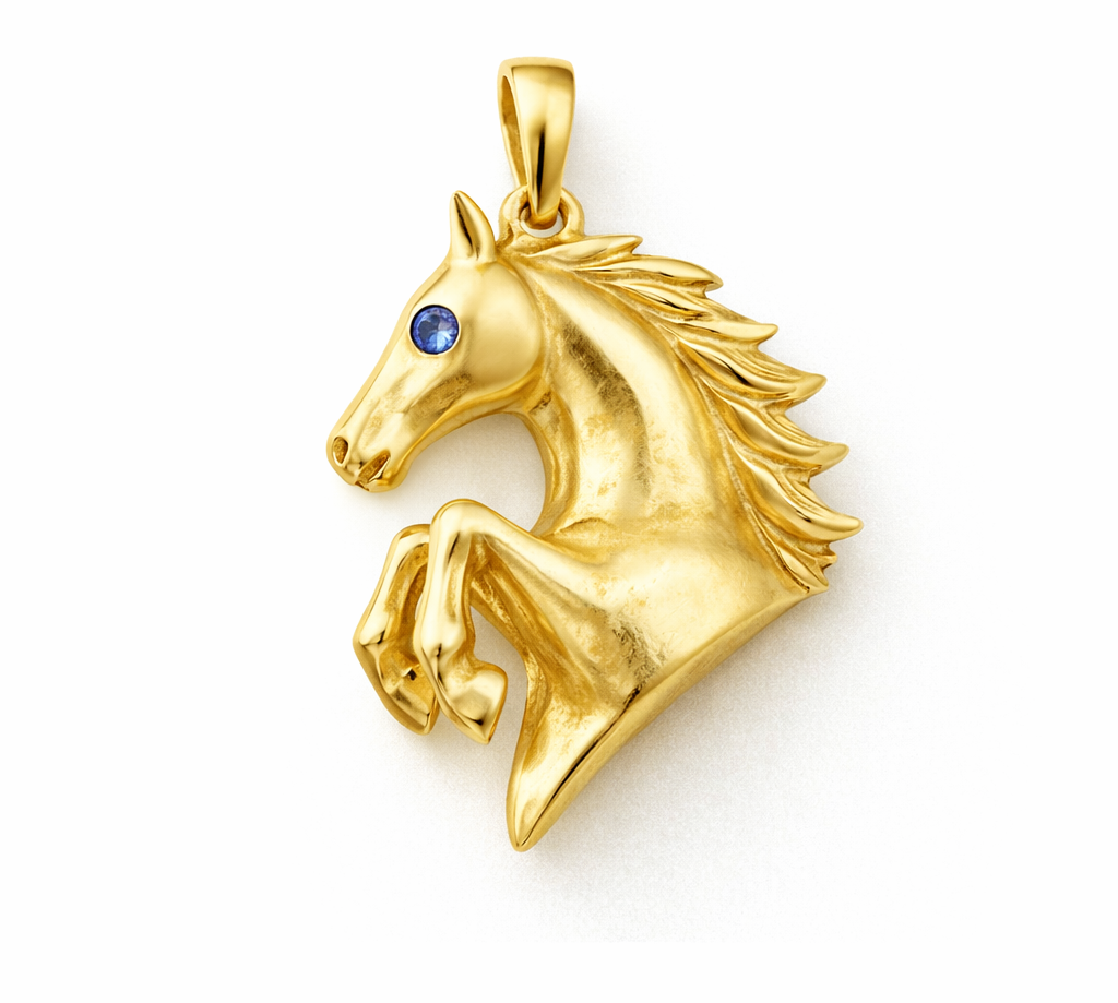Year of the Fire Horse Pendant with Sapphire Eye