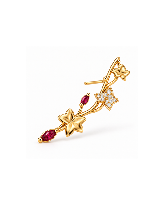 Ivy Ear Climber with Ruby Accents - AΦ