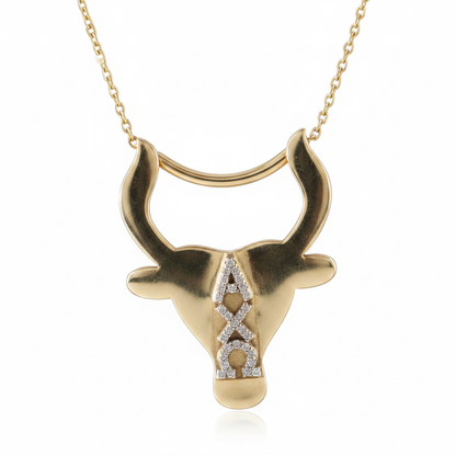 ΑΧΩ Longhorn Skull Necklace - Luxury Product Shot