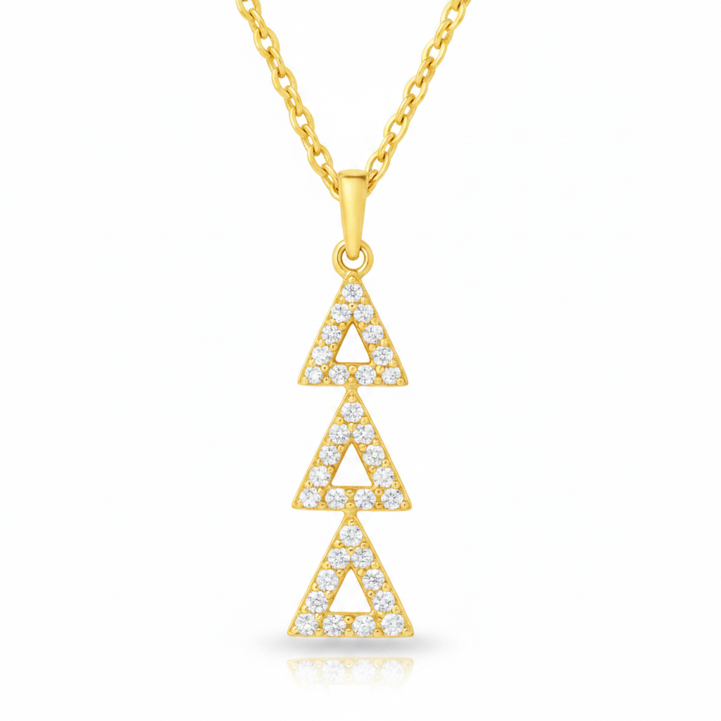 Triple Triangle Necklace - Matched Lighting